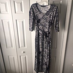 Navy and white maxi dress